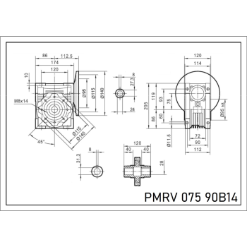 Reduktor PM 075 1/80 80 B14